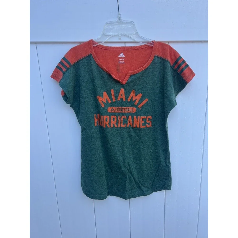 Miami Hurricanes Football Girls Large 14 T-Shirt